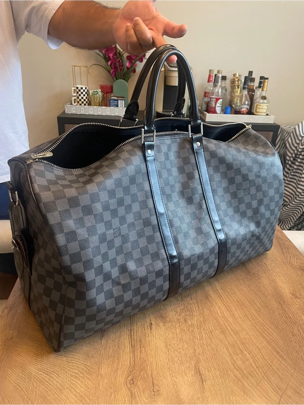 Classic Gray and black Checkerboard Weekender Bag